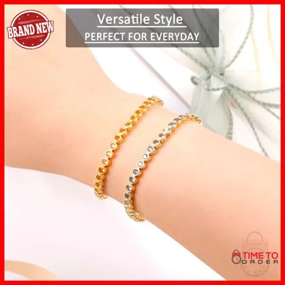 Sterling Silver Tennis Bracelet Elegant Minimal Classic Bezel Setting 7 Inch